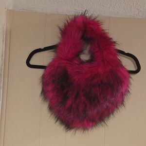 Faux Fur Pink and Black Bag